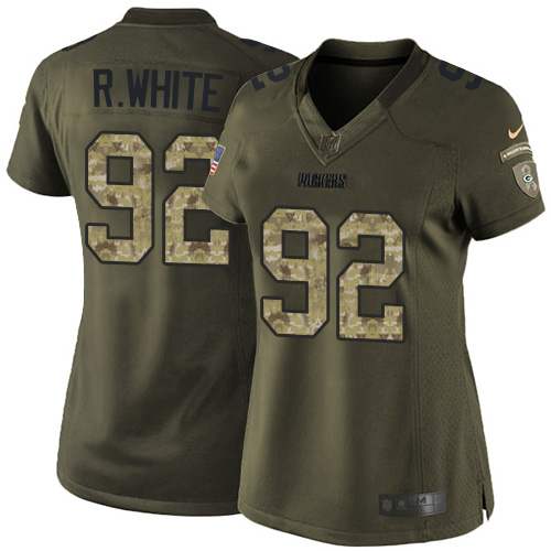 Women's Limited Reggie White Nike Jersey Green - #92 Salute to Service NFL Green Bay Packers